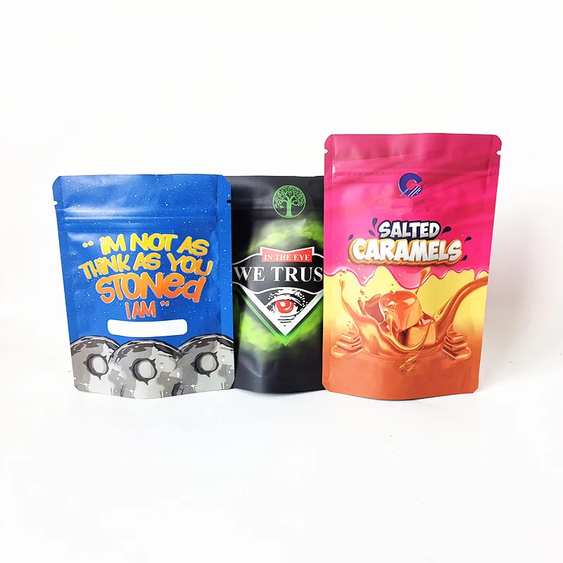 Custom printed aluminum foil bath salt spices coffee food packaging zip lock stand up pouch plastic mylar bags for candy snacks
