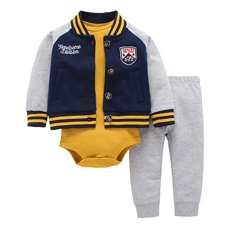 
Wholesale newborn 3 pcs set winter infant romper clothing 100% cotton baby suits clothes 