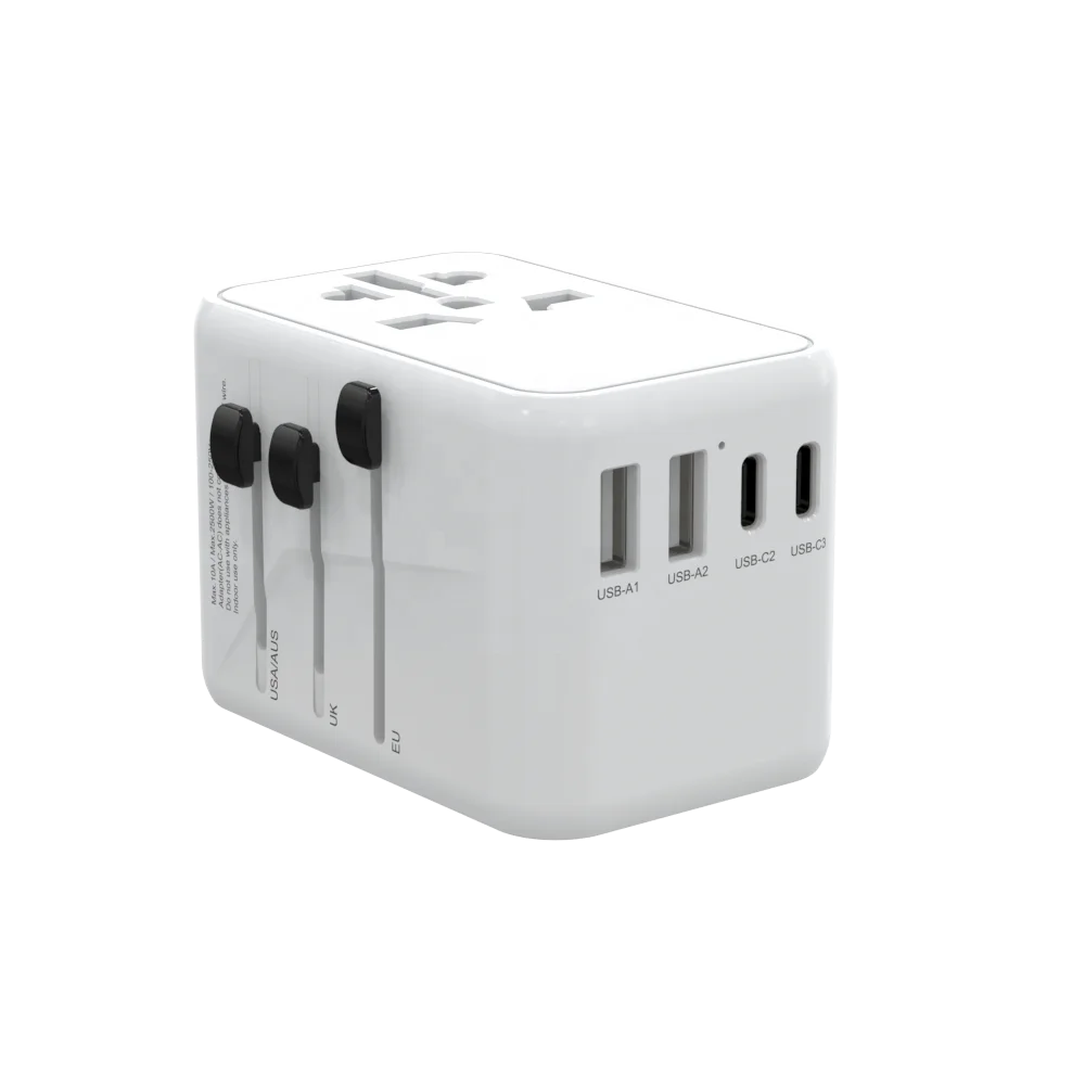 Hunda portable Fashion world universal travel adapter with four usb and type-c smart USB charger electrical plug socket