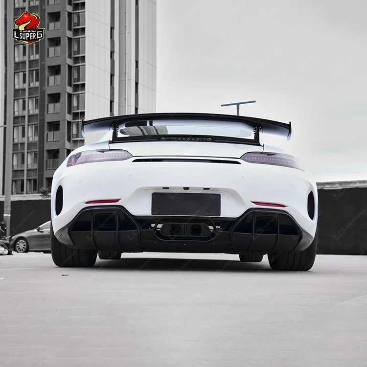 AMG GTR Style Front Rear Bumper Dry carbon fiber Side skirt and Spoiler Wing Exhaust Tail For BENZ AMG GT/GTC/GTS Wide body kit