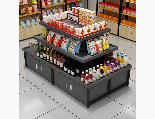 Nakajima display cabinets, supermarket shelves, snack stacks, fruit specialties, convenience store product shelves
