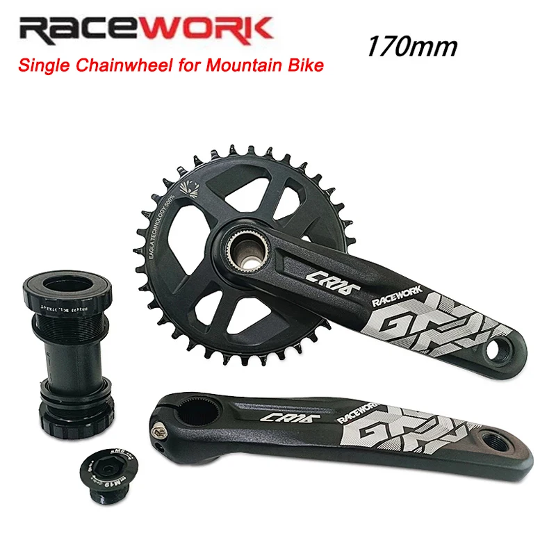 RACEWORK CR16 Speed Bicycle Crankset Mtb Cranks Chainring Bike Connecting Rods Hollow Integrated Fire Crank Arms for Bicycle