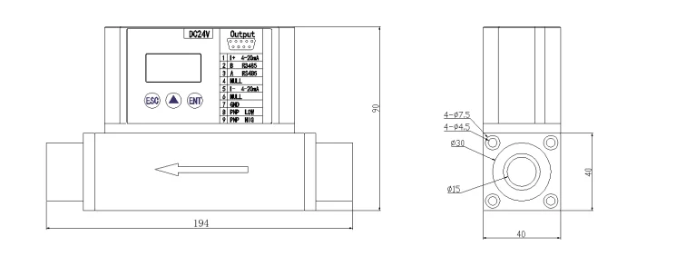High Precision Automatic Thermal Mass Flow Controller With RS485 Output For Regulating Gas Size