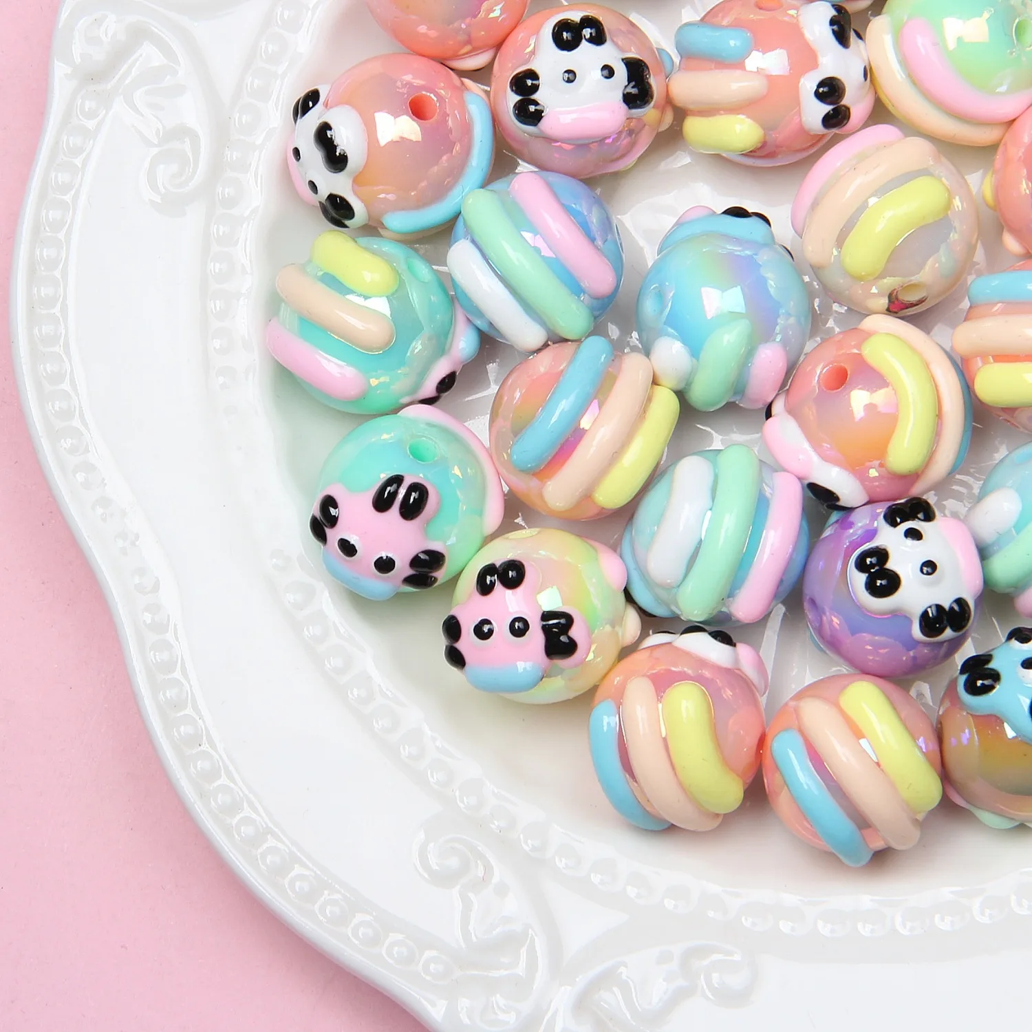 YANYE Transparent Yellow Cartoon Piggy Mobile Phone Chain Material Wholesale DIY Jewelry Accessories Pendant Hand Painting Beads