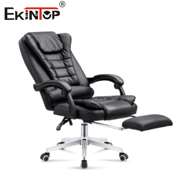 Ekintop Manufacture Manager Executive Ripple Black Leather Office Chair Classic Swivel Ergonomic Office Chair with Footrest