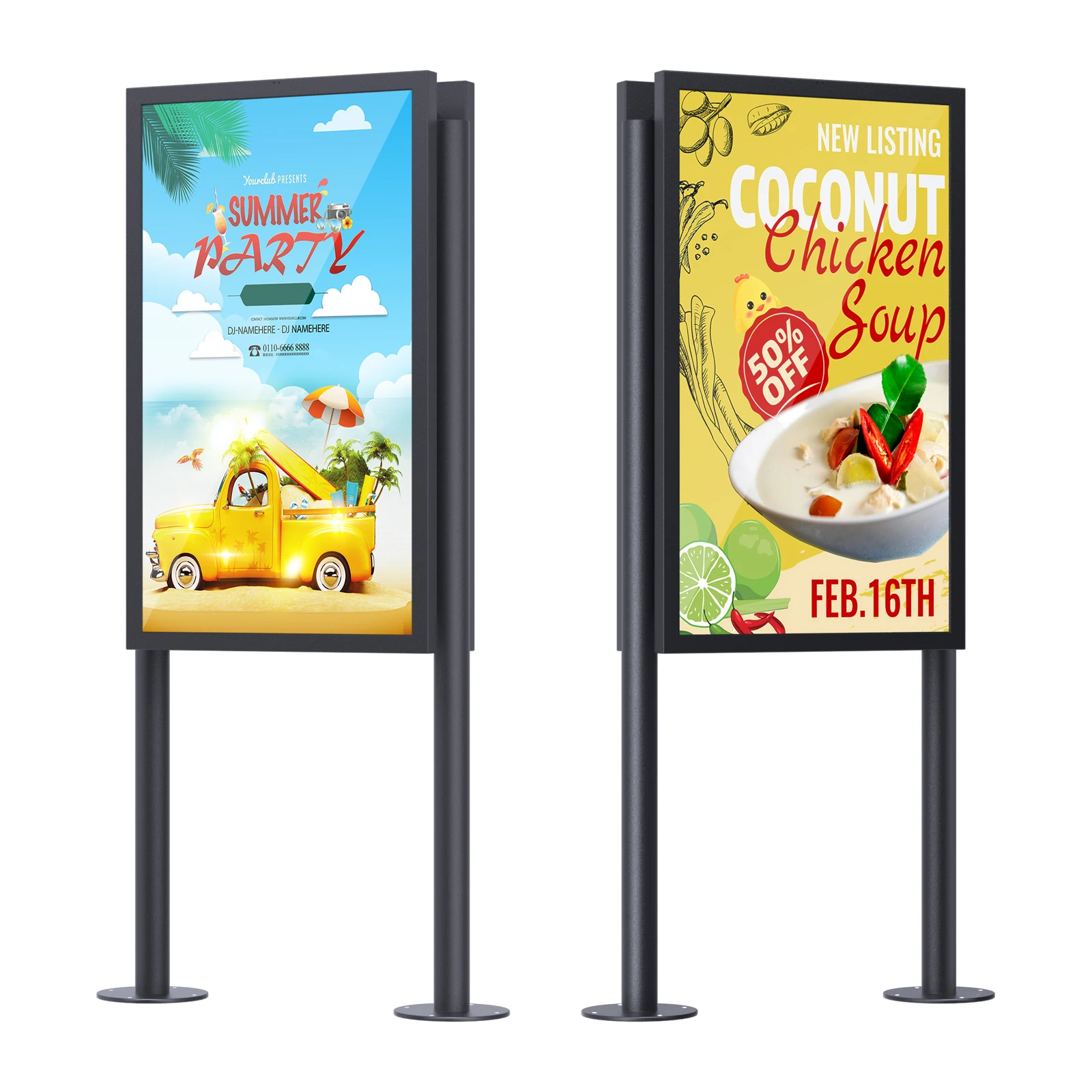 Full color high brightness signs Floor Stand interactive Kiosk Double-Sided Digital Signage Outdoor display