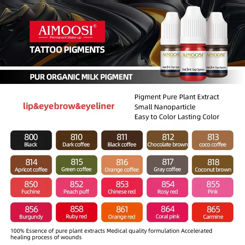Organic Sample Ink 35 Colors Eyebrow Lip Permanent Makeup PMU Tattoo Ink Microblading Pigment