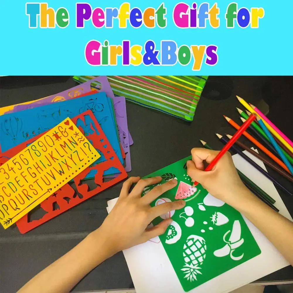 
2019 Wholesale Custom plastic drawing stencil sets for kids 