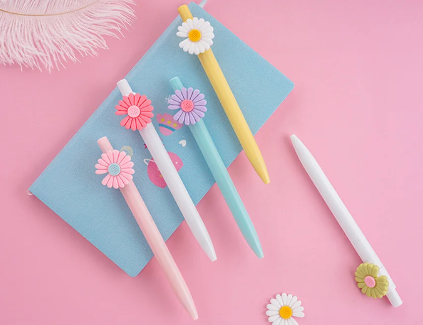 Popular Daisy Press 0.5mm Ballpoint Pen Colorful Black Gel Pen Writing Tool For Office School