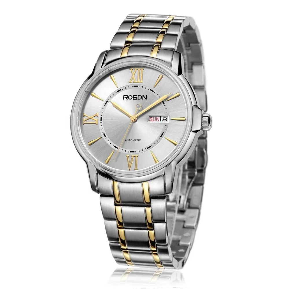 
Mens GMT Timepiece 9041Automatic Movement Solid Steel Band Watches 