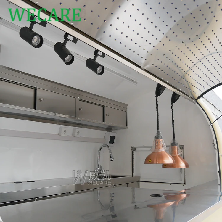Wecare street camping mobile kitchen fast mini ice cream hot dog coffee bar cart with grill/wheels food trailer vendor food cart