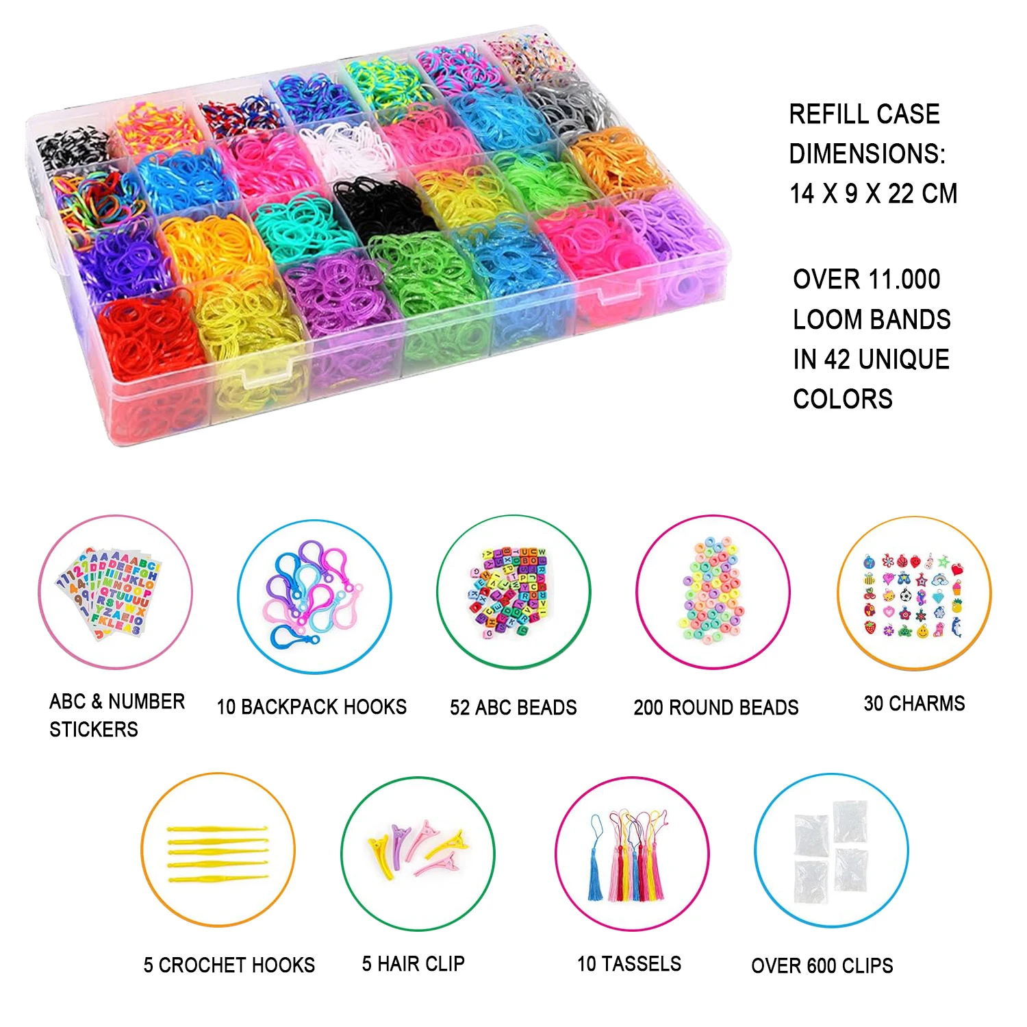 Custom Unique Bright Colour Bands Refill Kit Girls & Boys gift 12100+ Rubber Bands Refill Loom Bracelet Kit