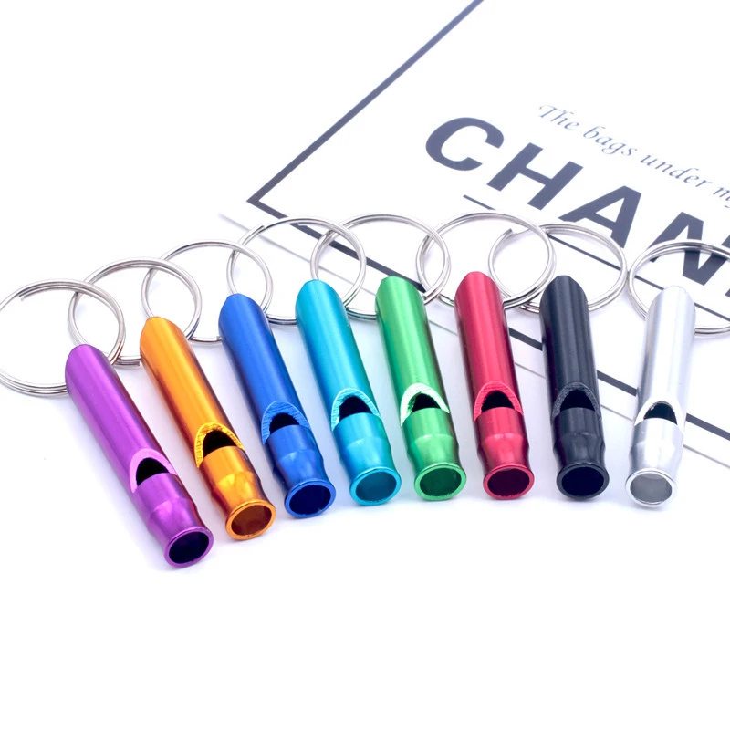 Multifunctional Pet Training Whistle  Aluminum Emergency Survival Whistle Keychain for Camping Hiking Outdoor Sport