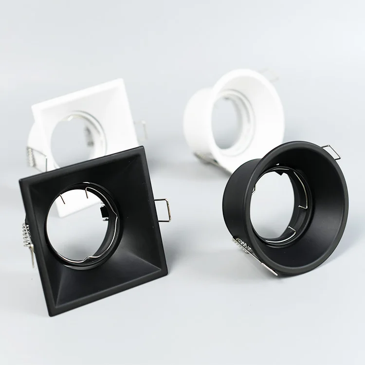 MR16 GU10 GU5.3 LED Module Adjustable Frame Modern Design Downlight Housing Iron Fixture Recessed Spot White Black Round Square