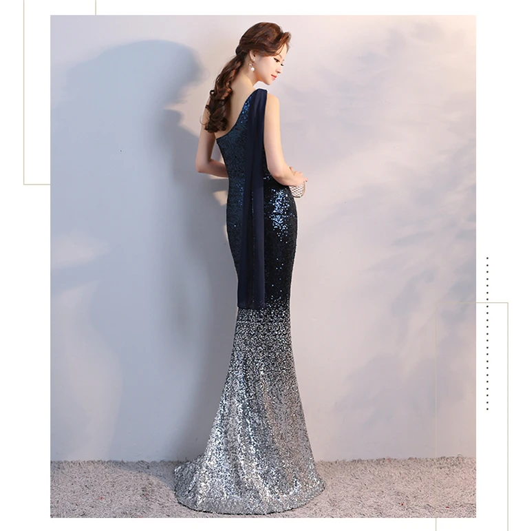 8118#Gradual Pearl Piece Banquet Evening Dress Long bodycon dress for girls