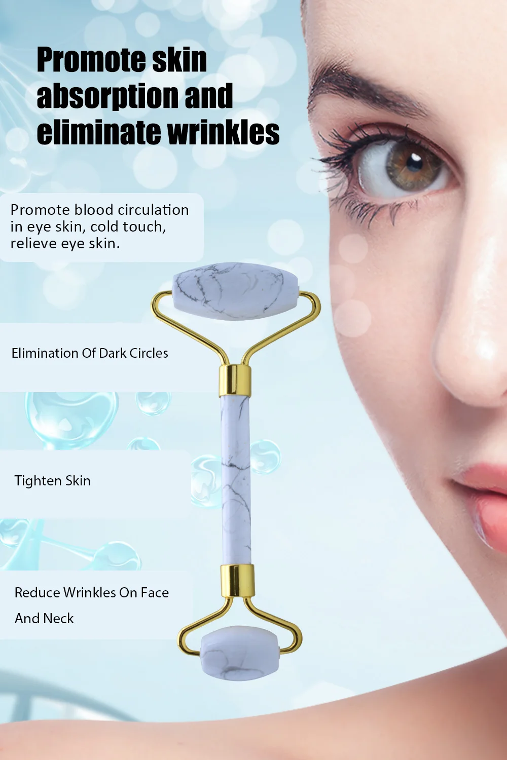 Pura original rose quartz noiseless white turquoise roller for jade roller face facial skin care tool anti-aging jaspe picasso