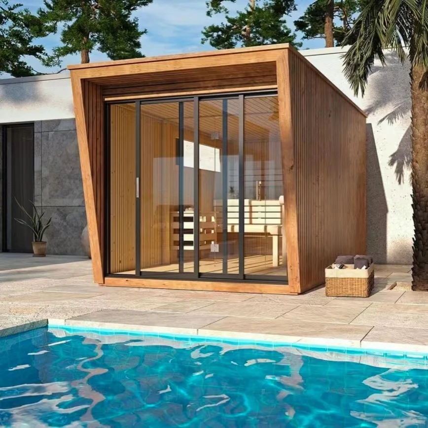 Luxury 6 Person Outdoor Sauna Room Dry Steam Sauna With Harvia Sauna Heater 9kw