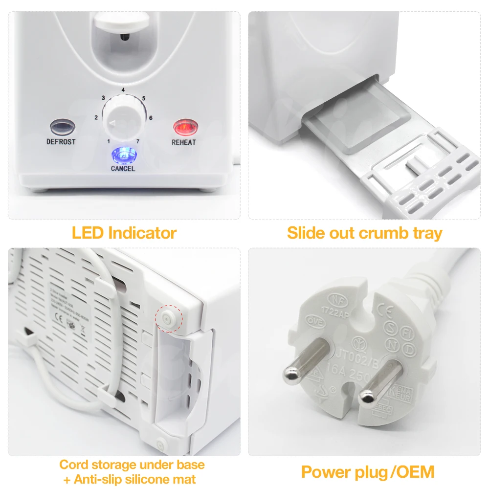 Автоматический выдвижной тостер для хлеба 800 Вт для домашнего использования с панелью из нержавеющей стали