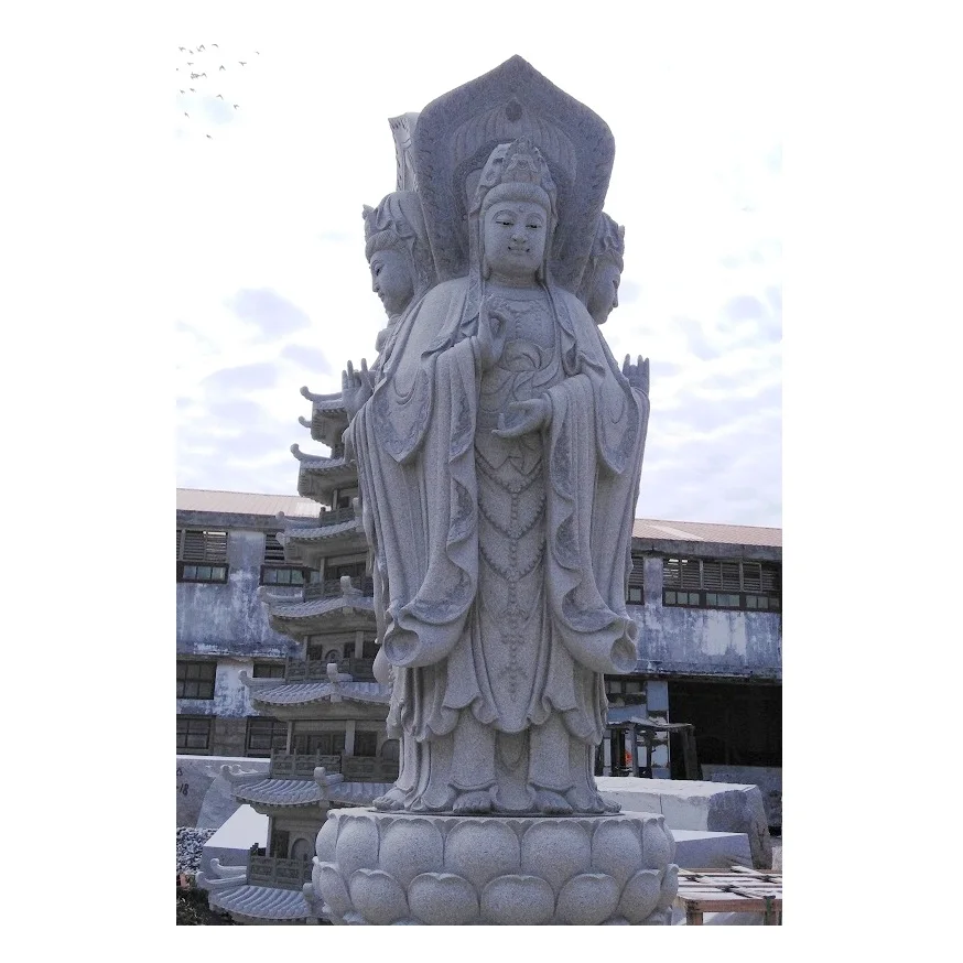 Grey Granite Large Garden Buddha Statues For Sale, Statue Of Kwan Yin