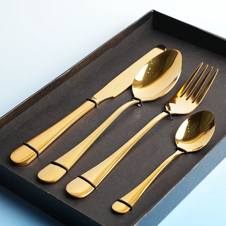 Hot Sell gold cutlery set spoon fork knife set stainless steel tableware silverware coffee spoon