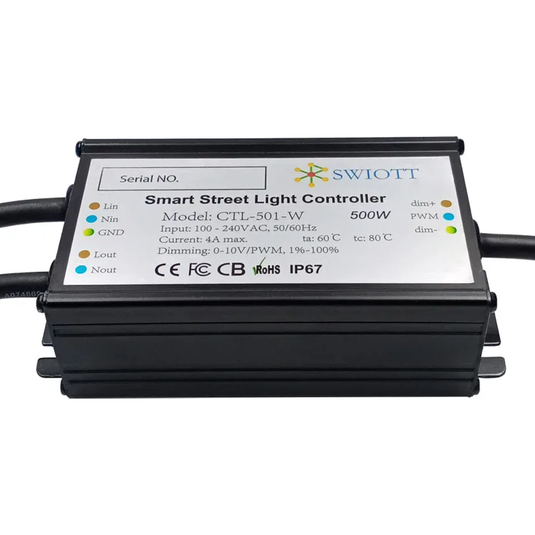 CTL501WD IP66 LoRaMesh wireless smart street light DALI dimming tilt leakage monitor intelligent LED controller