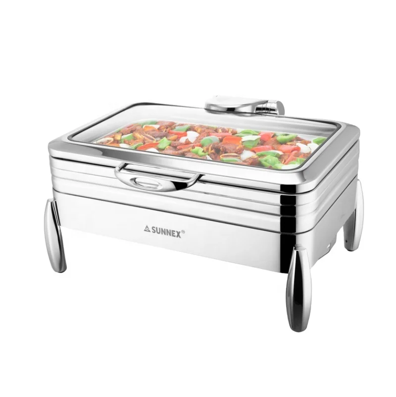Sunnex Factory Direct Full Size Induction Chafer 8.5L Stainless Steel Buffet Server Chafing Dish for Catering/Hotel/Restaurant