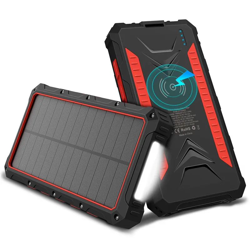 Travel Powerbank  Portable with cable 20000mah Solar Laptop Outdoor  Extreme Waterproof Solar Charger 30000mah Solar Power Banks