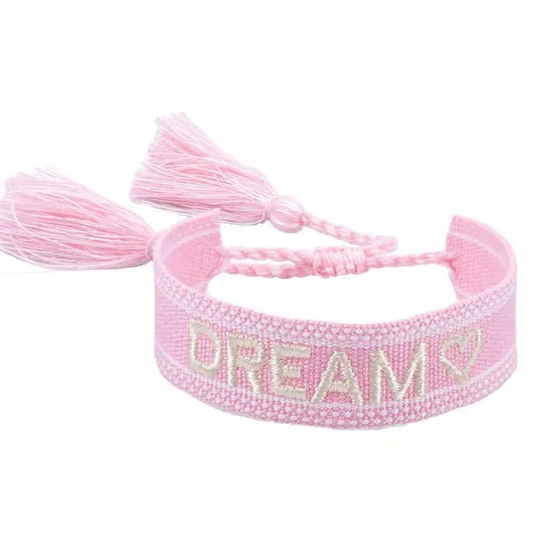 Embroidery Friendship Braided Bracelet Adjustable Woven Charm Tassel Bracelets for Wedding Gift Jewelry