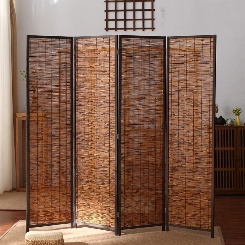 Movable Wooden Folding Screen for Living Room Foyer or Hotel Floor to Ceiling Room Divider Partition