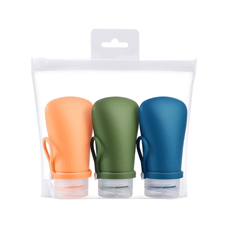 2025 Innovative Products Multi-color Beauty Refill 2oz Plastic Container Silicon Reusable Squeeze Green Hand Sanitizer Bottles