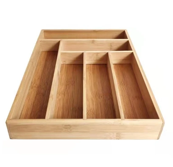 Wholesale  6 Slot Bamboo Divider Cutlery Drawer Organizer forks  and knifes storage for kitchen