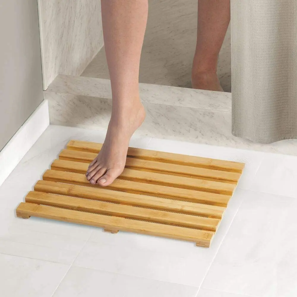 Eco-Friendly 100% Bamboo Non-Slip Rectangular Spa Bath Mat Bathroom Showers Mat