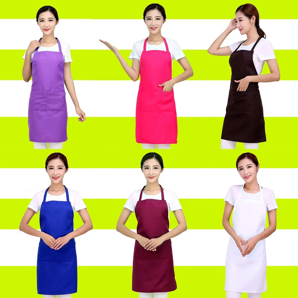 Cheap Promotion Custom Logo Polyester Cotton Kitchen Cooking Apron with Pockets