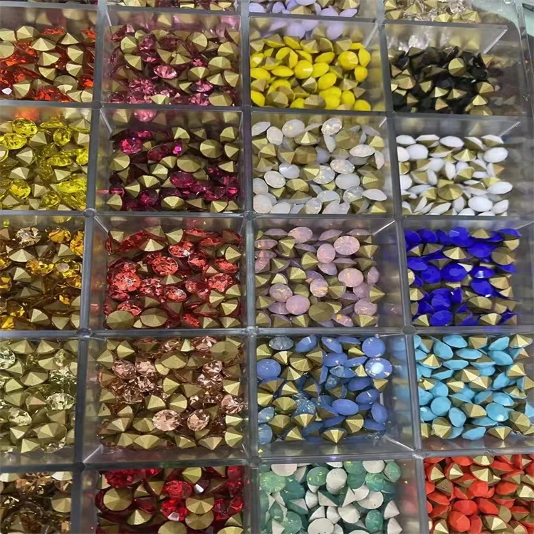 Ss6 8 10 12 16 20 Glass Rhinestones Pointback Strass Crystals Chatons Round Nail Crystal Stones For Crafts