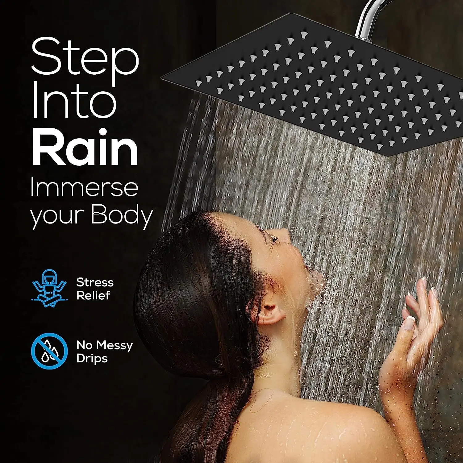 High Quality Matte Black Bathroom Bath Shower Mixer Faucet System Set Rainfall Shower Head Kit Good Quality Sanitary Ware Suite