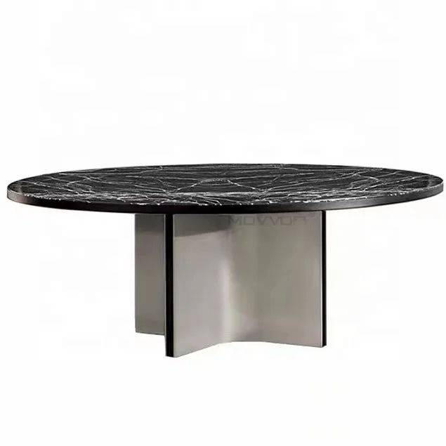 High level Classic Modern Dining Room Furniture white marble ROUND dining table