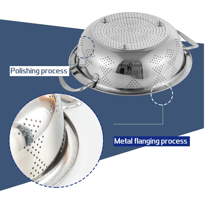 Wholesale Colander Strainer Kitchen Mesh Colander Good Quality Stainless Steel Sieve For Draining and Washing