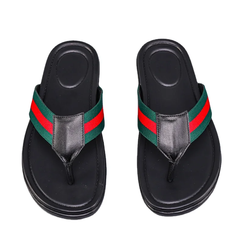 Light luxury Customized leather Outdoor Casual Thick Slippers Footwear Shoes Slides Beach Designer slippers for Men Women
