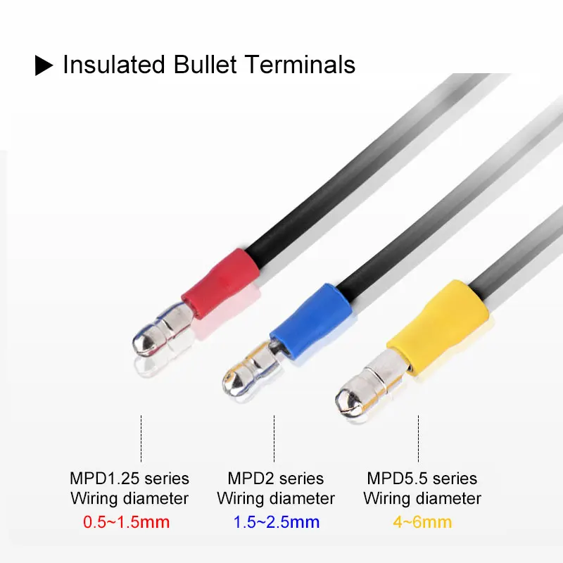 MPD series Brass Insulated Bullet Male Disconnects With PVC Insulation Terminal Block