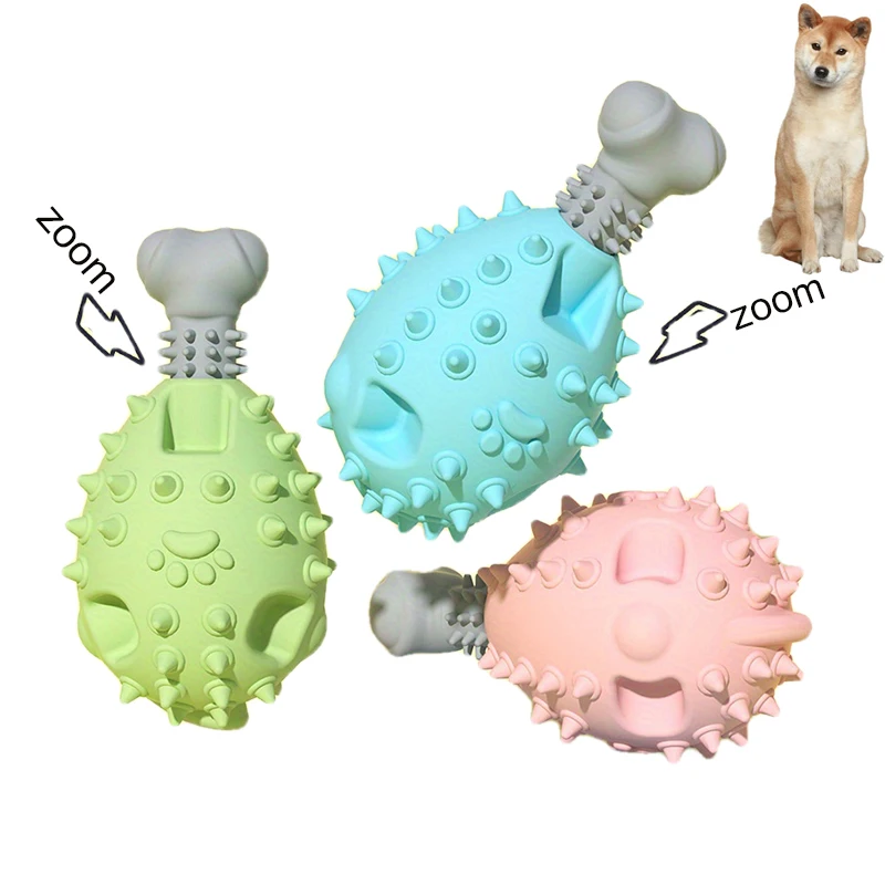 Wholesale Chicken Leg Design Tough Indestructible Dog Squeaky Toy Grinding Teeth Durable TPR Dog Chew Toy for Aggressive Chewers