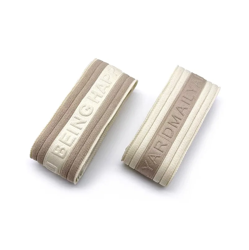 2024 New Style 4CM Embossed Debossed Knit Stripe Emboss Engrave Webbing Custom Logo Tape For Pant Sweatpants Side