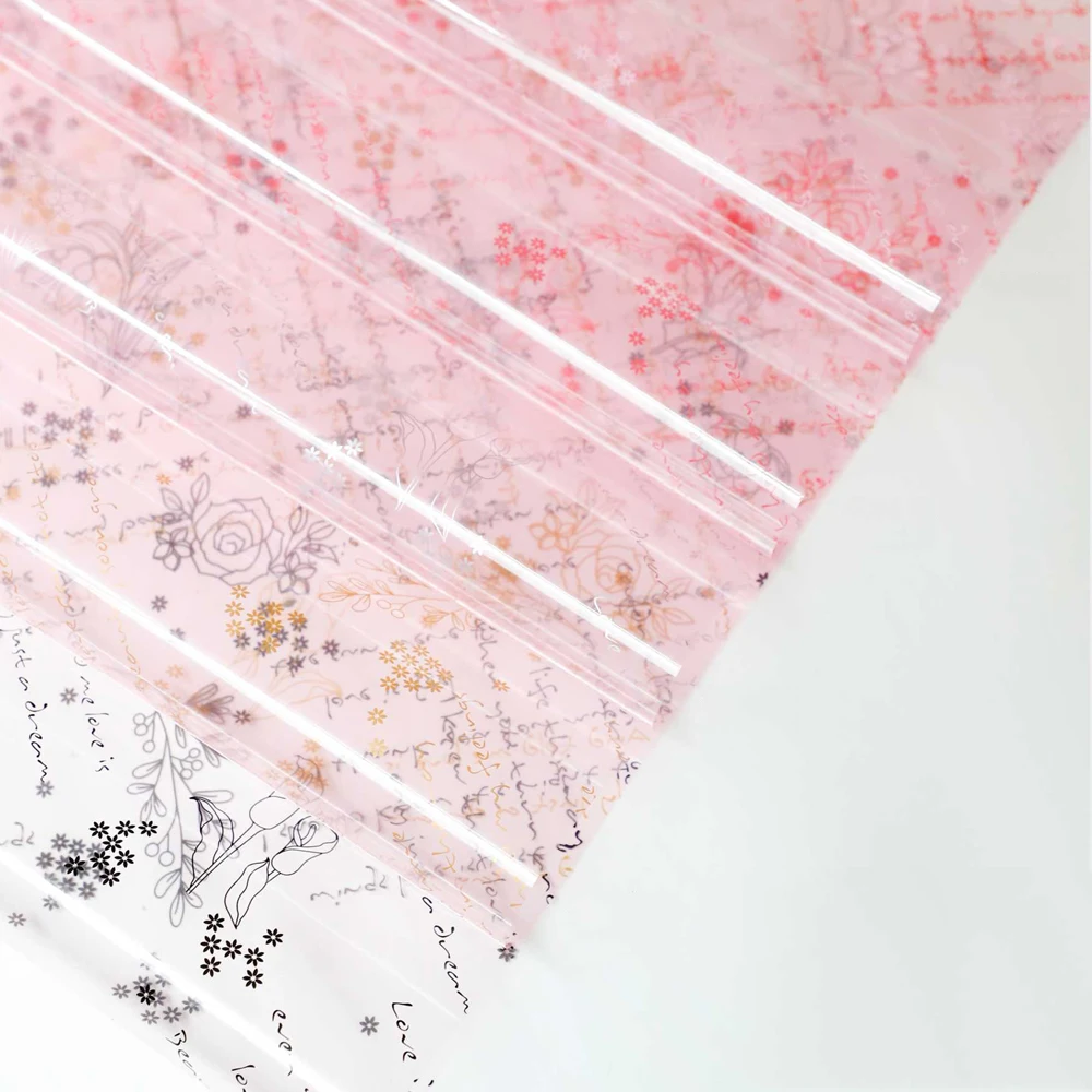 Fall In Color 2023 New Design Waterproof Letter Design Clear Cellophane Sheet Packaging Wrap Paper For Flower Bouquet