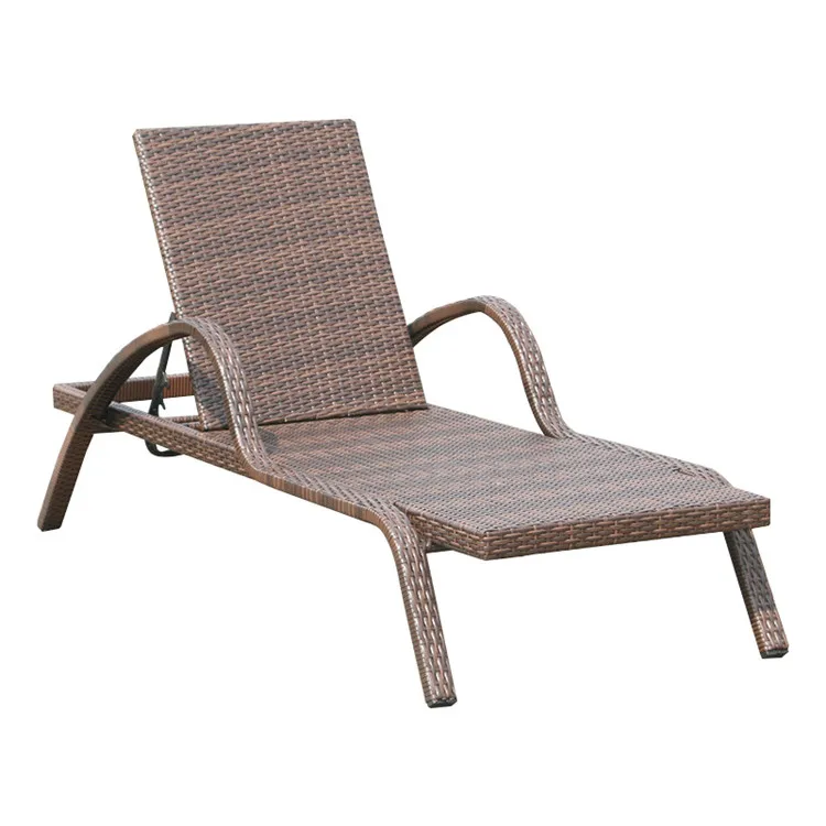 
Cheap price wicker sunlounger rattan daybed fabric chaise lounger waterproof sunbed 