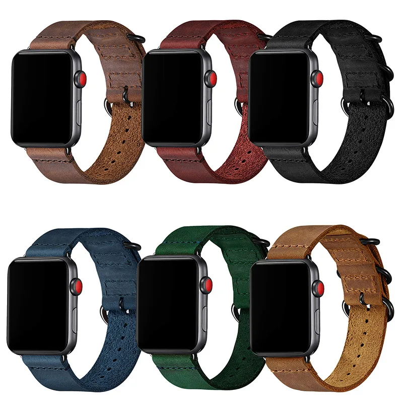 For apple watch7 watch strap  38/40/41mm antique frosted genuine leather band for apple watch8 strap 42/44/45mm