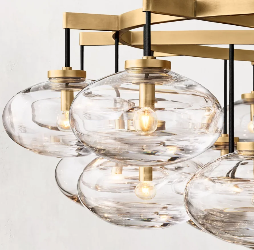 OEM New Arrival Modern Contemporary Design Celebrity Oval Glass Shade Nordic Pendant Light Bronze Round Chandelier