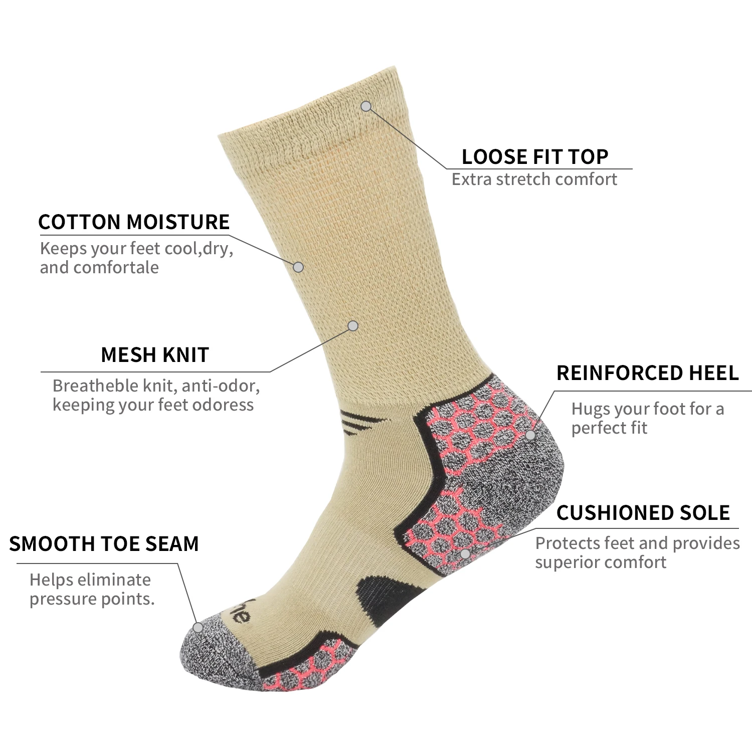 OEM Professional Manufacturer Quickly Dry 100% Cotton Bamboo Sport Breathable Mesh Curative Diabetic Socks for Men and Women