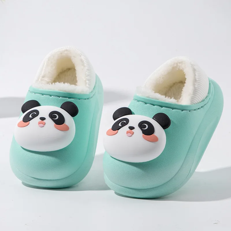 Hot selling children boys girls kids winter plush unicorn slipper with waterproof cute cartoon design