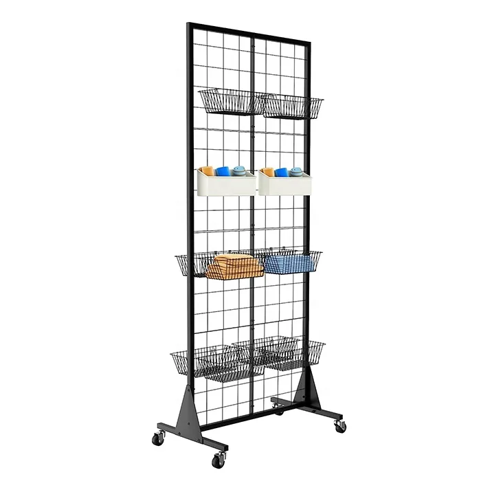 Custom Store Hanging Product Hat Jewelry Tool Phone Case Accessories Detachable Gridwall Panel Metal Mesh Display Rack Stand