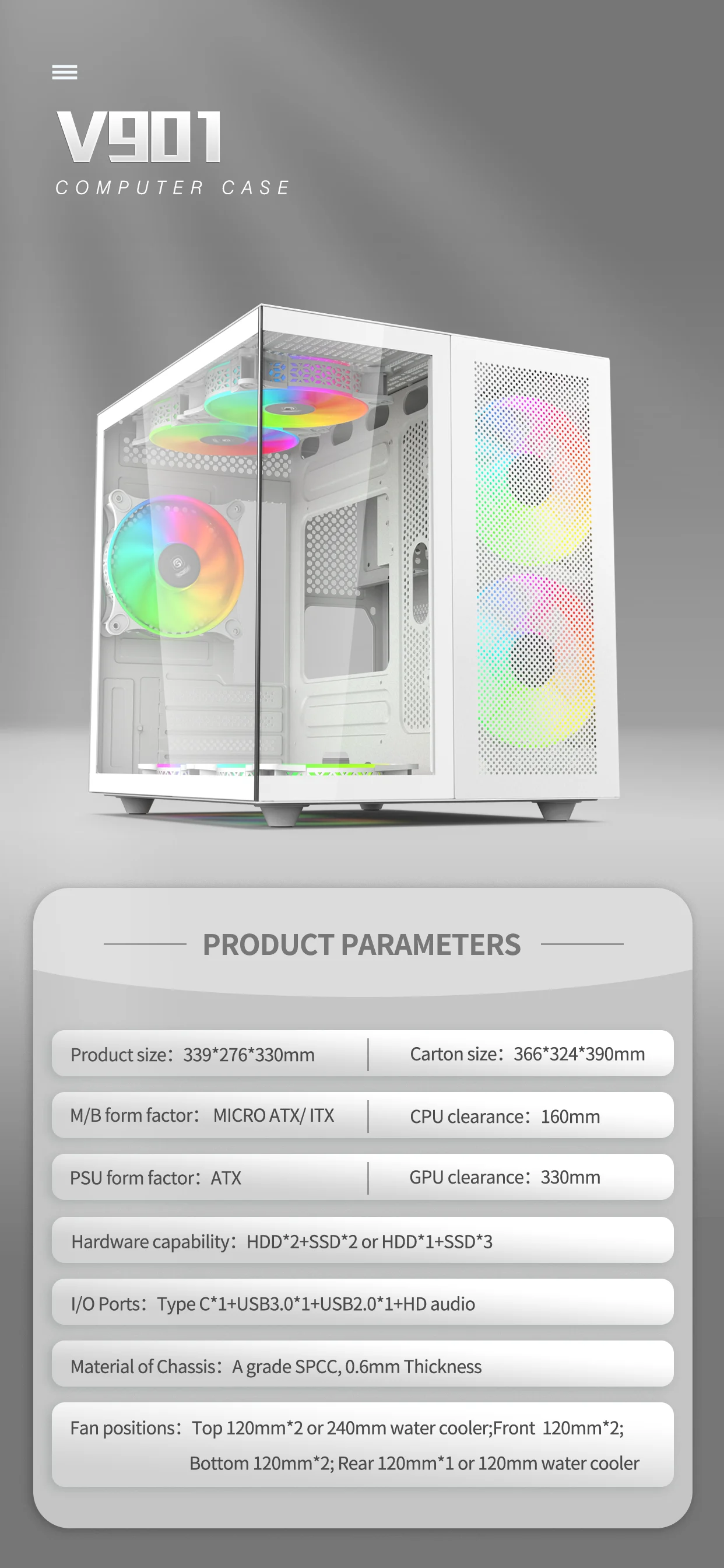 Custom SOEYI New computer gaming case accessories gabinete gamer frame-less design gaming case with side panel window