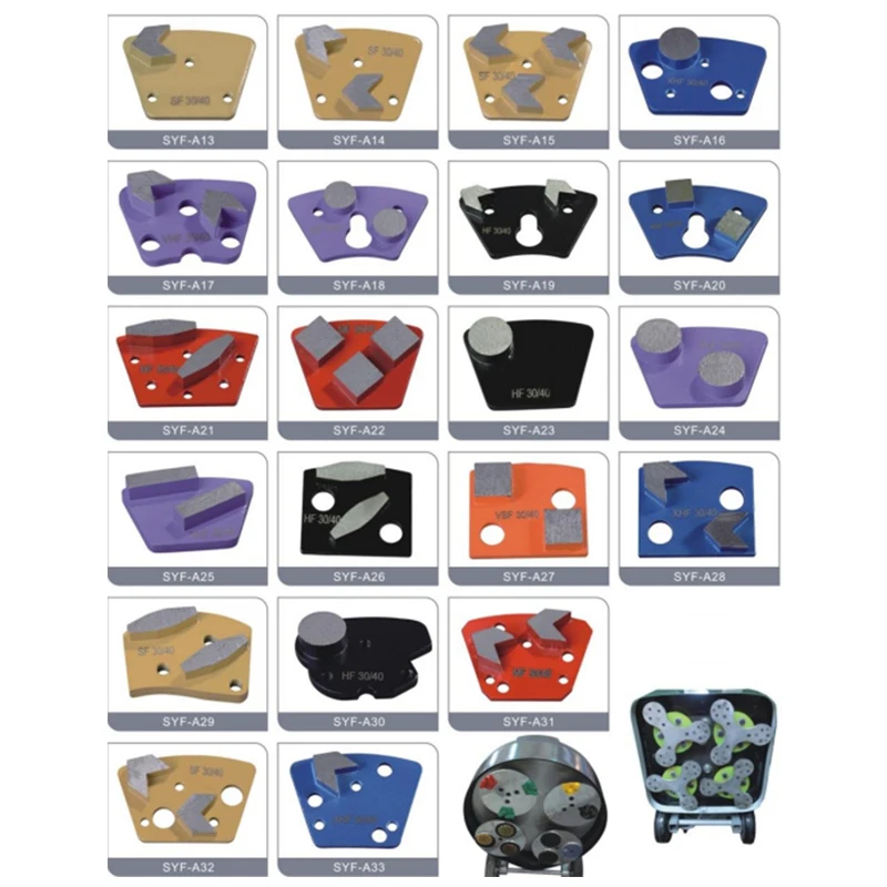Wholesale diamond abrasive tools trapezoid 30-220# grit concrete grinding shoes floor diamond grinding tools for Lavina grinder